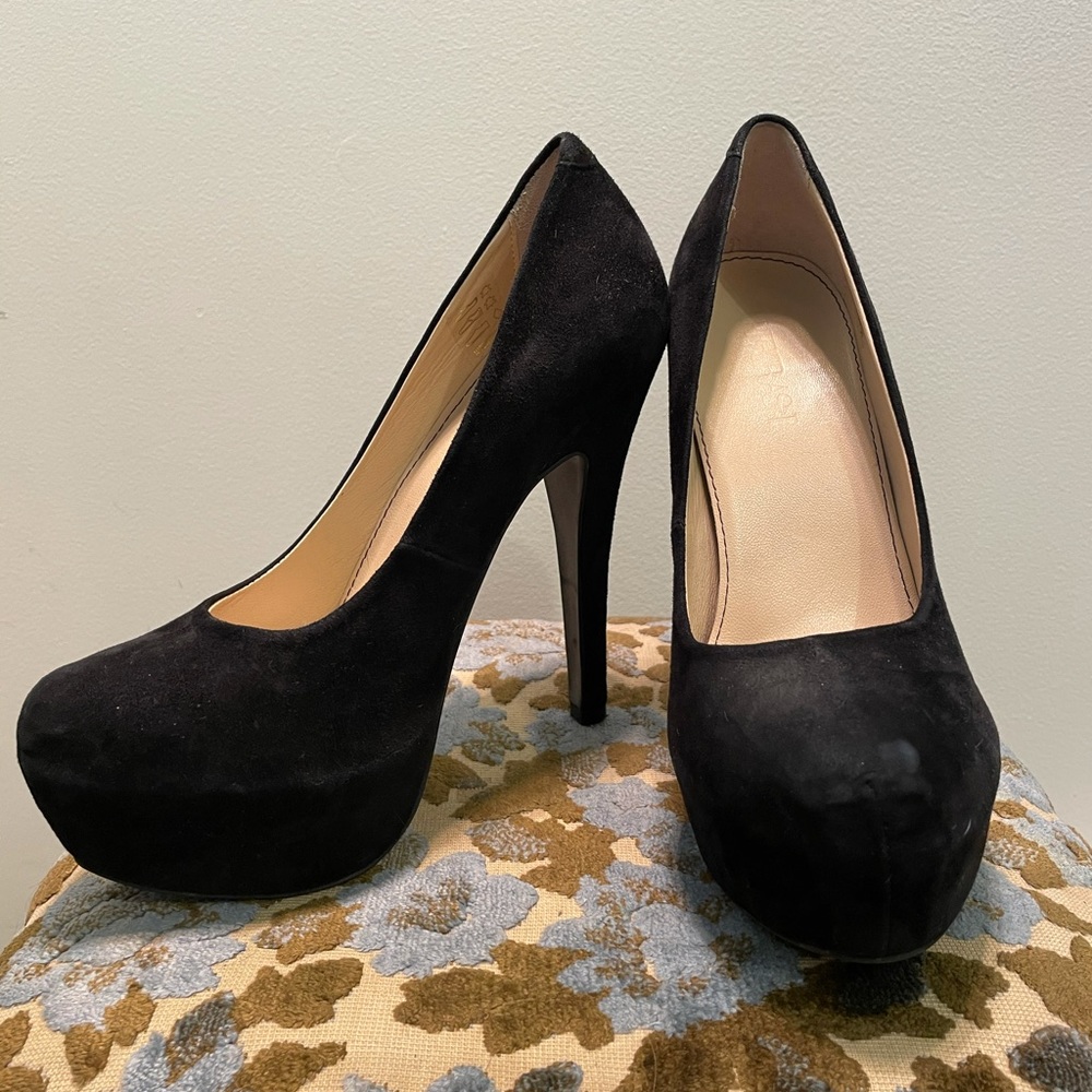 Supertrash  ladies black suede platforms